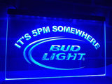 Bud Light It's 5pm Somewhere LED Neon Sign USB - Blue - TheLedHeroes