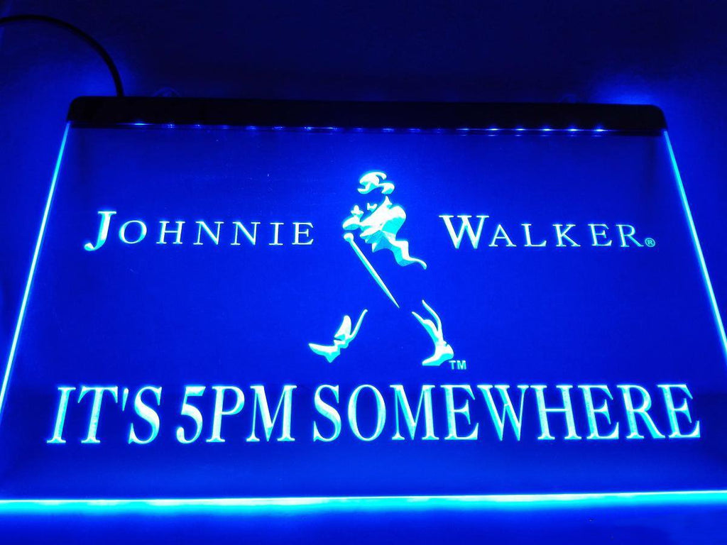 Johnnie Walker It's 5pm Somewhere LED Neon Sign Electrical - Blue - TheLedHeroes