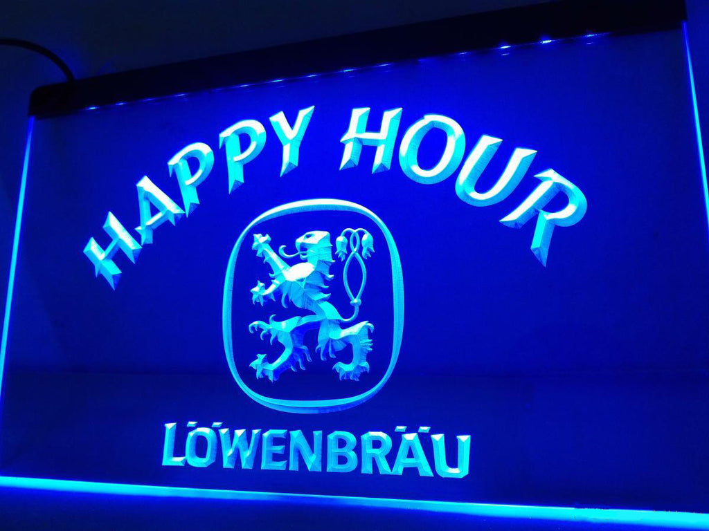 FREE Lowenbrau Happy Hour LED Sign - Blue - TheLedHeroes