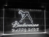 Budweiser Girl Happy Hour LED Neon Sign USB - White - TheLedHeroes