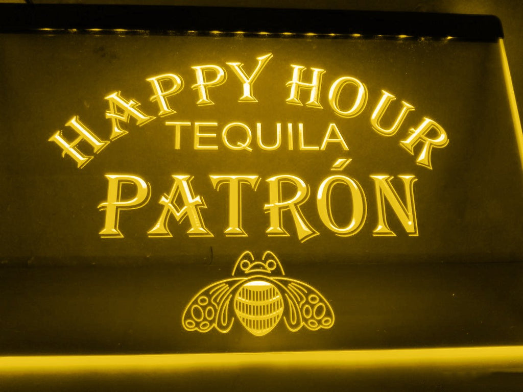 Tequila Patron Happy Hour LED Neon Sign USB - Yellow - TheLedHeroes