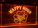 Bud Light Shamrock Happy Hour LED Neon Sign USB - Orange - TheLedHeroes