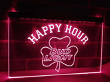 Bud Light Shamrock Happy Hour LED Neon Sign USB - Purple - TheLedHeroes