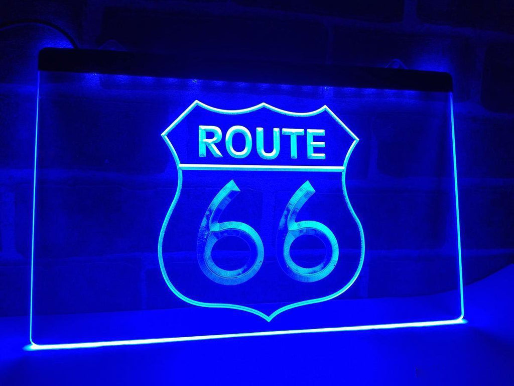 Route 66 Mother Road LED Neon Sign USB - Blue - TheLedHeroes