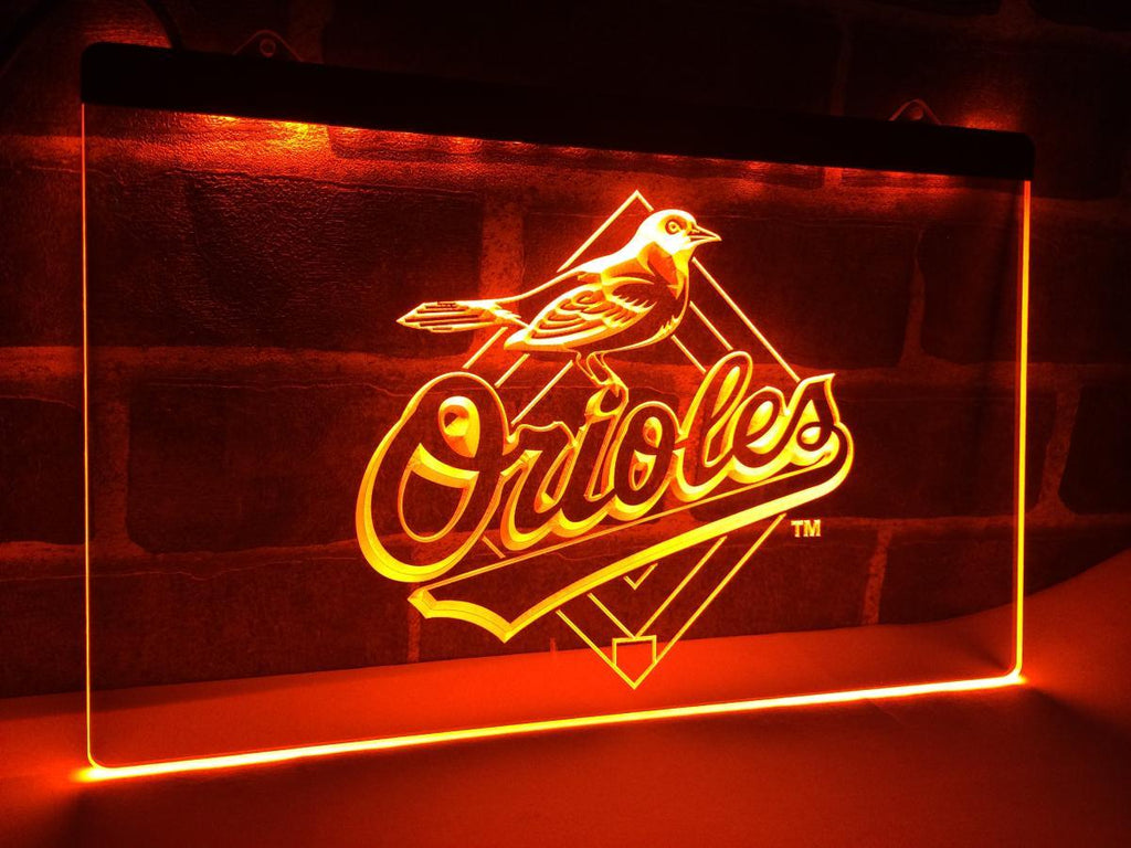 Baltimore Orioles (3) LED Neon Sign USB - Orange - TheLedHeroes