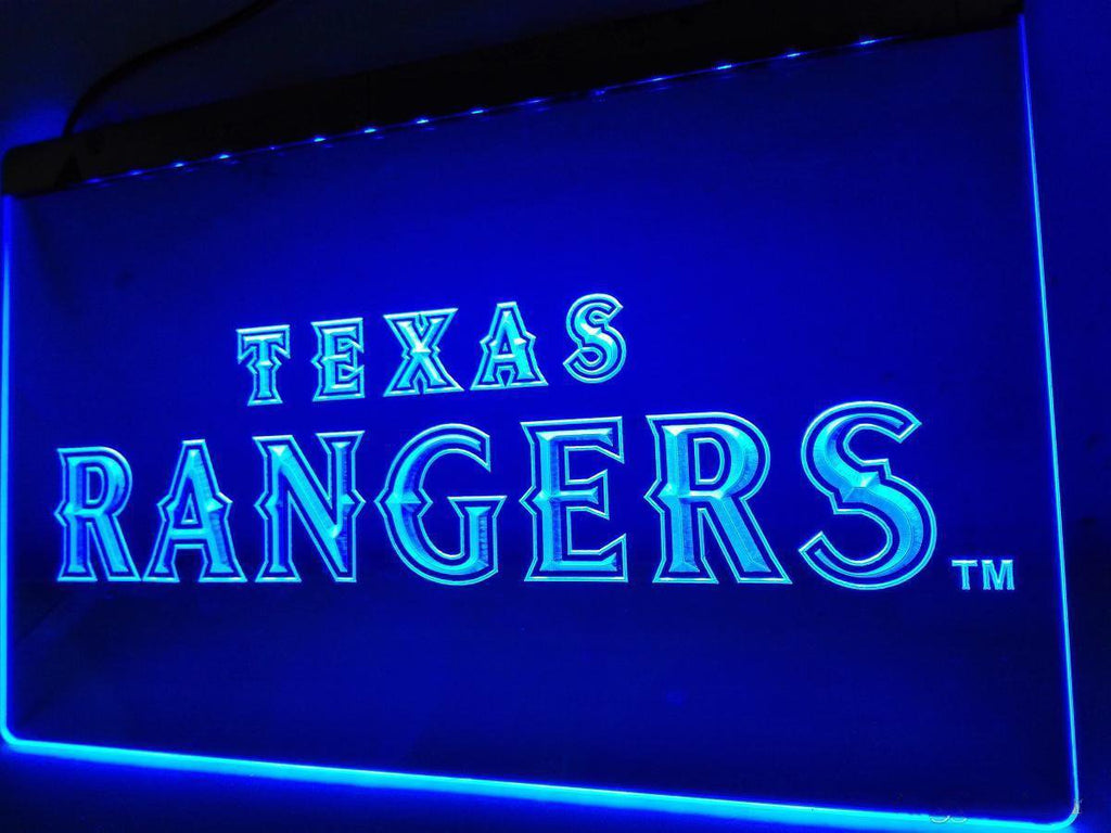 Texas Rangers (4) LED Neon Sign USB - Blue - TheLedHeroes