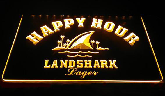 FREE Landshark Lager Happy Hour LED Sign - Yellow - TheLedHeroes