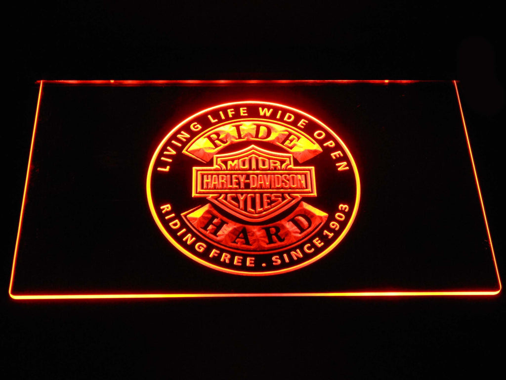 Harley Davidson Badge LED Neon Sign USB - Orange - TheLedHeroes