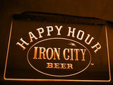 Iron City Beer Happy Hour LED Neon Sign Electrical - Orange - TheLedHeroes