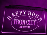 Iron City Beer Happy Hour LED Neon Sign Electrical - Purple - TheLedHeroes
