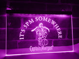 Captain Morgan It's 5 pm Somewhere LED Neon Sign USB - Purple - TheLedHeroes
