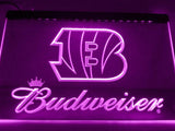 Cincinnati Bengals Budweiser LED Neon Sign USB - Purple - TheLedHeroes