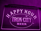 FREE Iron City Beer Happy Hour LED Sign - Purple - TheLedHeroes