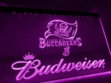 Tampa Bay Buccaneers Budweiser LED Neon Sign USB - Purple - TheLedHeroes