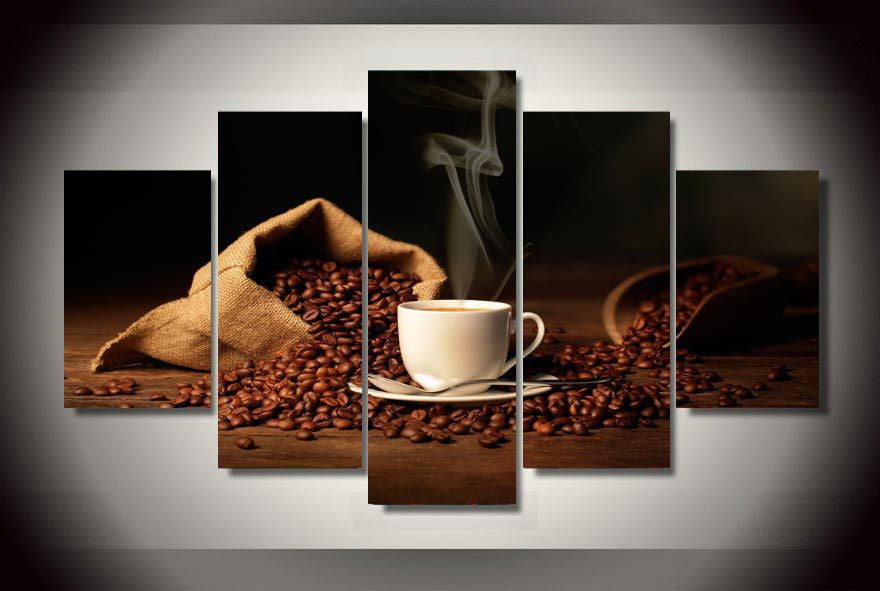 Bag of coffee beans 5 Pcs Wall Canvas -  - TheLedHeroes