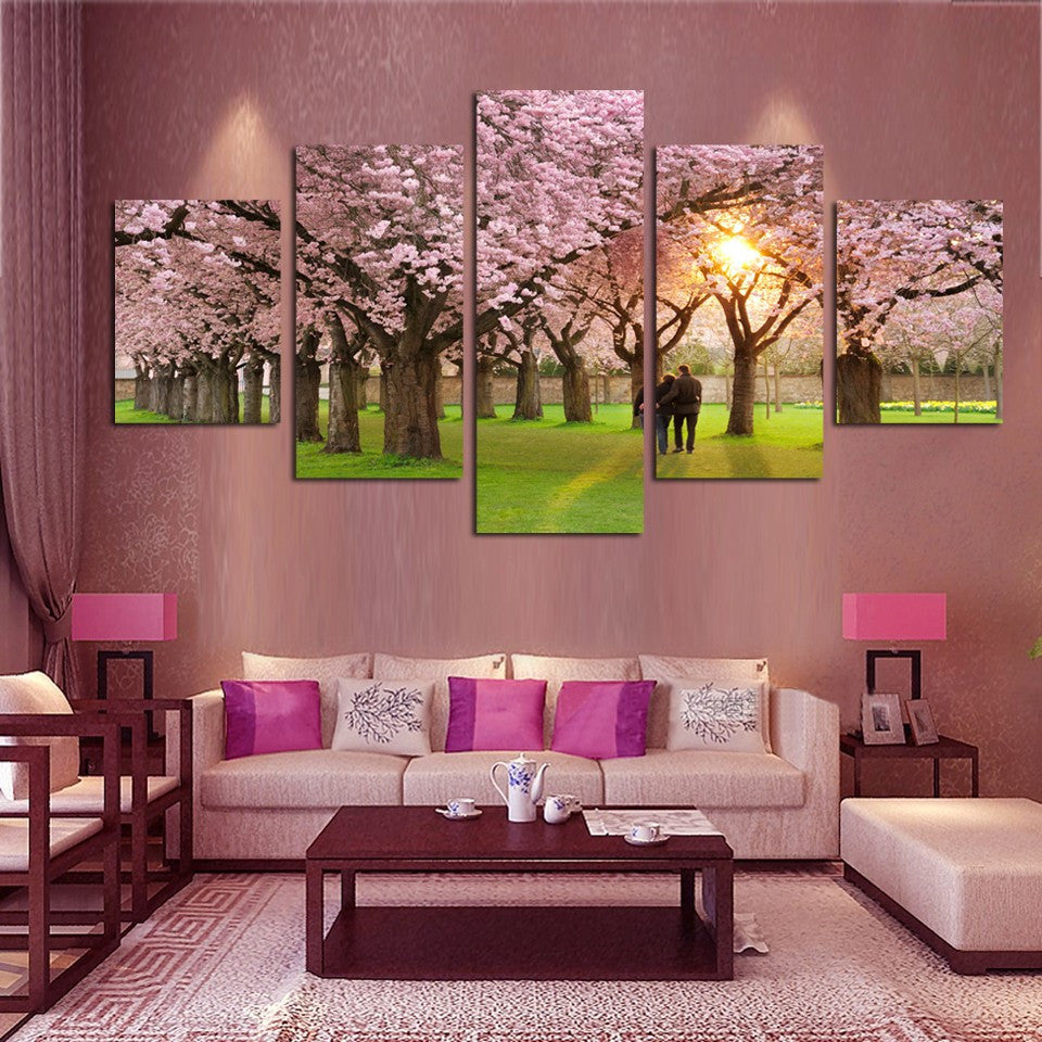 Cherry blossoms 5 Pcs Wall Canvas -  - TheLedHeroes