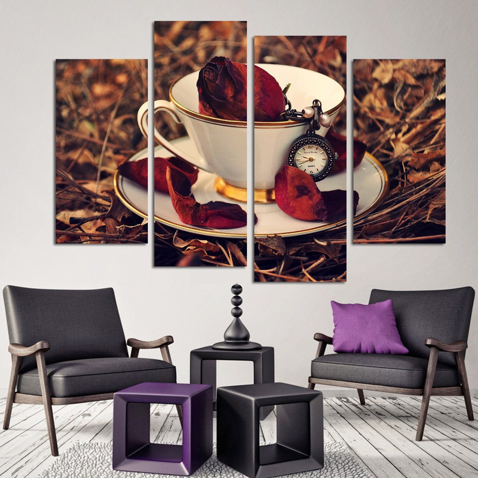 Nostaglic coffee flower 5 Pcs Wall Canvas -  - TheLedHeroes