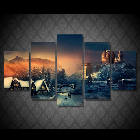 Christmas winter 5 Pcs Wall Canvas -  - TheLedHeroes