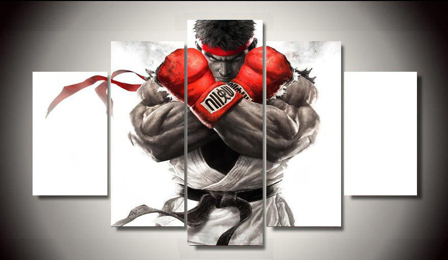 Street Fighter game 5 Pcs Wall Canvas -  - TheLedHeroes