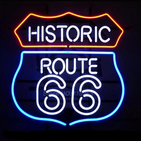 Historic Route 66 Neon Bulbs Sign 22x22 -  - TheLedHeroes