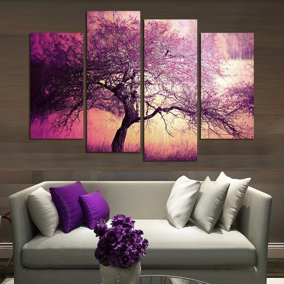 Tree landscape 4 Pcs Wall Canvas -  - TheLedHeroes