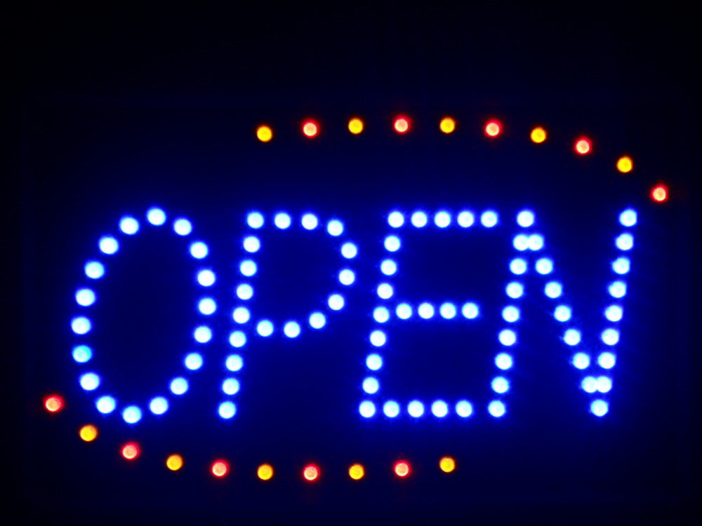 Blue OPEN Classic LED Business Sign 16" x 10" -  - TheLedHeroes