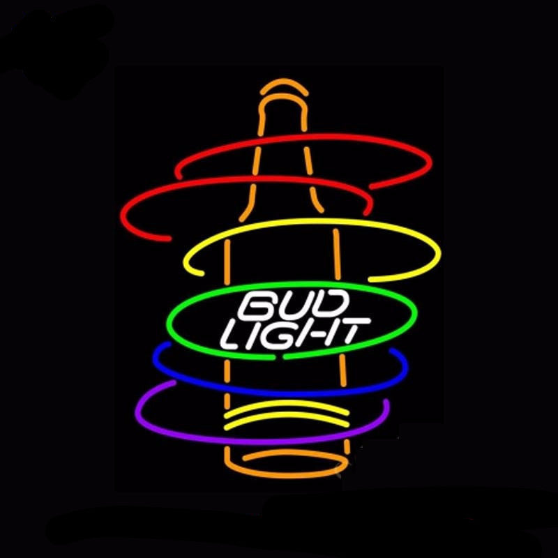 Bud Light Rainbow Bottle Beer Neon Bulbs Sign 31x24 -  - TheLedHeroes