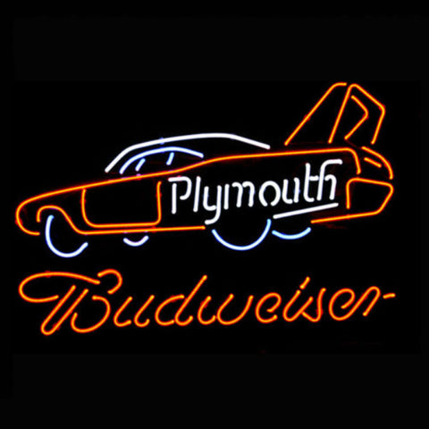 Phymouth Racing Car Budweiser Neon Bulbs Sign 24x18 -  - TheLedHeroes