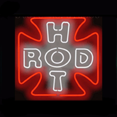 Hot Rod Cross Car Auto Neon Bulbs Sign 18X18 -  - TheLedHeroes