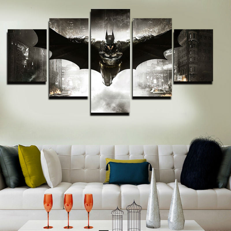 Batman flying 5 Pcs Wall Canvas -  - TheLedHeroes