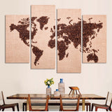 World Map 4 Pcs Wall Canvas -  - TheLedHeroes
