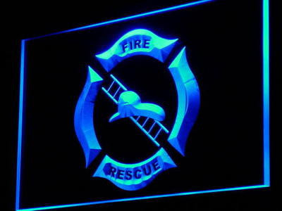 Firefighter Helmet Ladder Fire LED Sign - Blue - TheLedHeroes