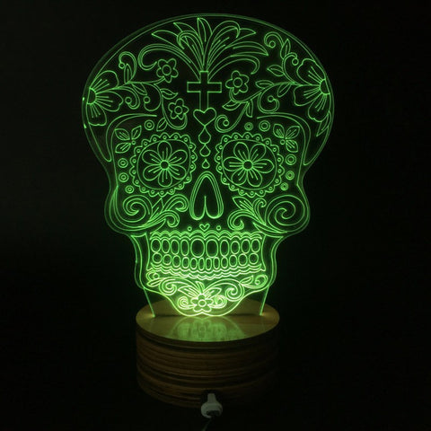 Flower Skull 3D LED LAMP -  - TheLedHeroes