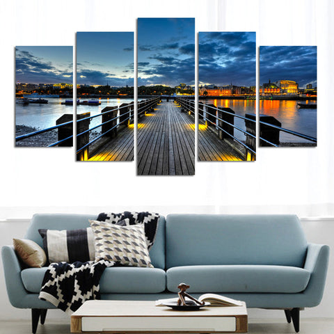 City and Bridge 5 Pcs Wall Canvas -  - TheLedHeroes