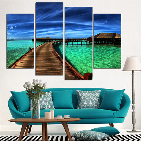 Seascape Blue Seawater 4 Pcs Wall Canvas -  - TheLedHeroes
