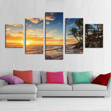 Ocean and Coconut Tree 5 Pcs Wall Canvas -  - TheLedHeroes