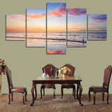 Sea sunset seascape 5 Pcs Wall Canvas -  - TheLedHeroes