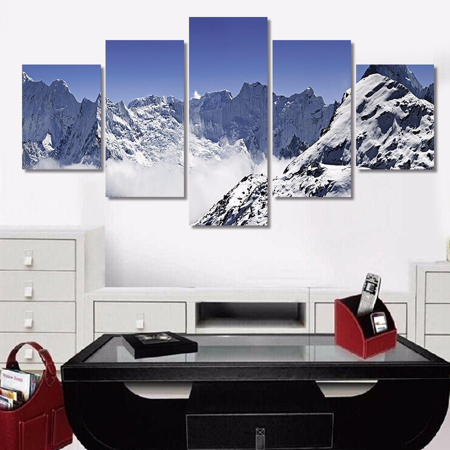 Snow Mountains 5 Pcs Wall Canvas -  - TheLedHeroes