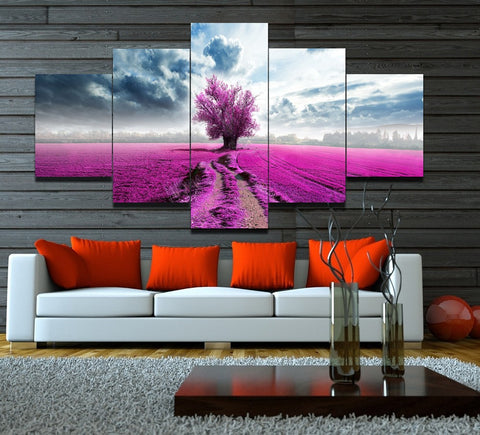 Pink Lavender flowers 5 Pcs Wall Canvas -  - TheLedHeroes