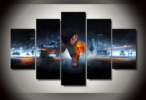 Minecraft war 5 Pcs Wall Canvas -  - TheLedHeroes