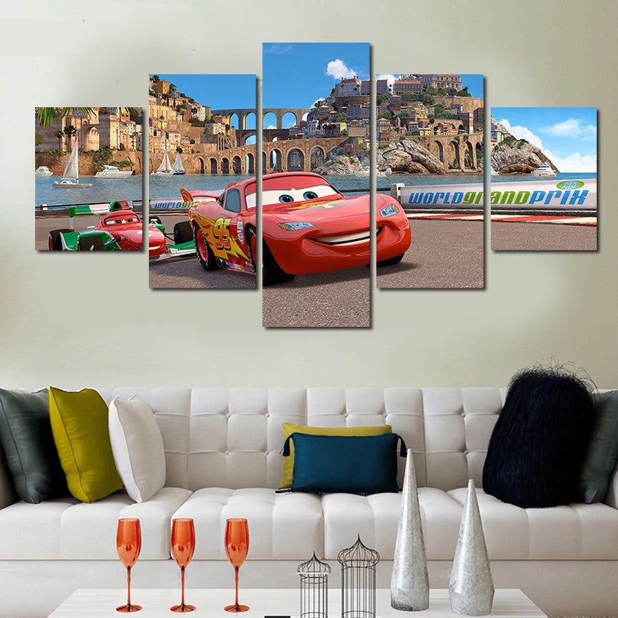 Cars Flash McQueen 5 Pcs Wall Canvas -  - TheLedHeroes