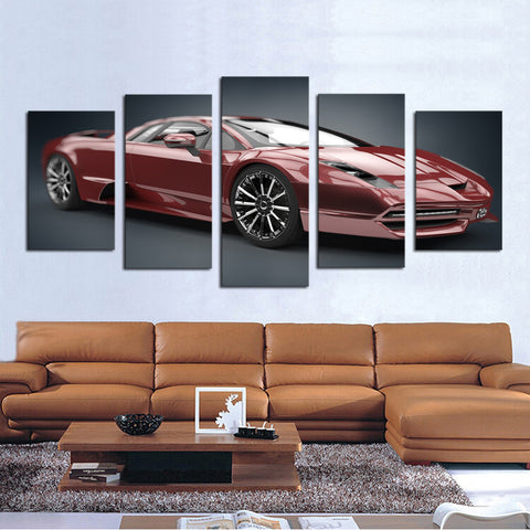 Red Car 5 Pcs Wall Canvas -  - TheLedHeroes