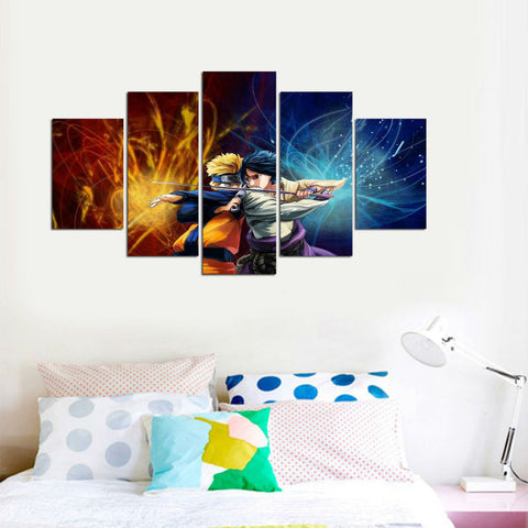 Naruto vs Sasuke 5 Pcs Wall Canvas -  - TheLedHeroes