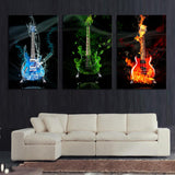 Guitar Coloring 3 Pcs Wall Canvas -  - TheLedHeroes