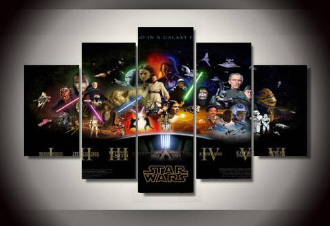 Star Wars All Movies 5 Pcs Wall Canvas -  - TheLedHeroes