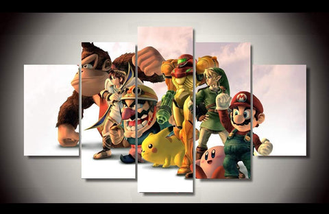 Nintendo heroes 5 Pcs Wall Canvas -  - TheLedHeroes
