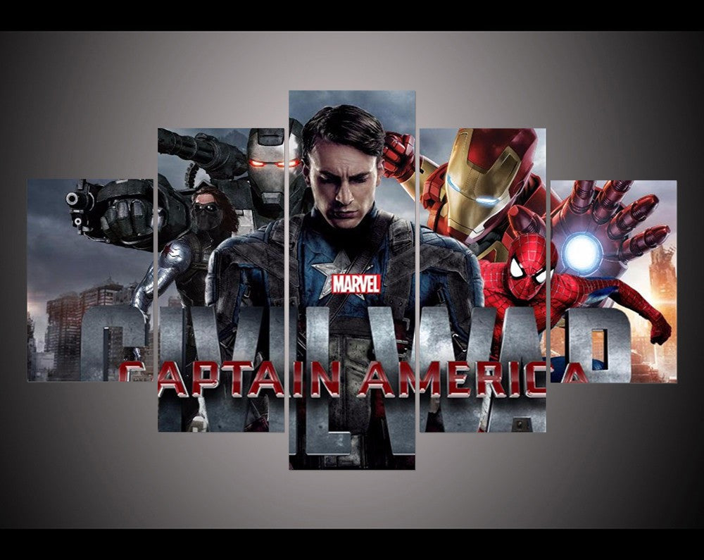 Captain America Civil War 5 Pcs Wall Canvas -  - TheLedHeroes