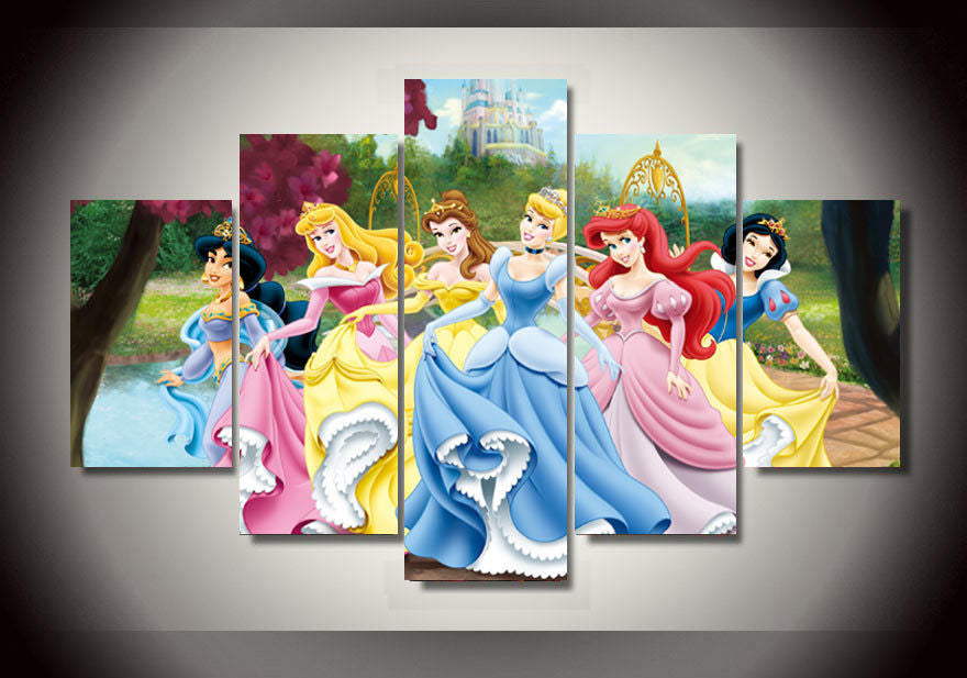 Walt Disney princesses 5 Pcs Wall Canvas -  - TheLedHeroes