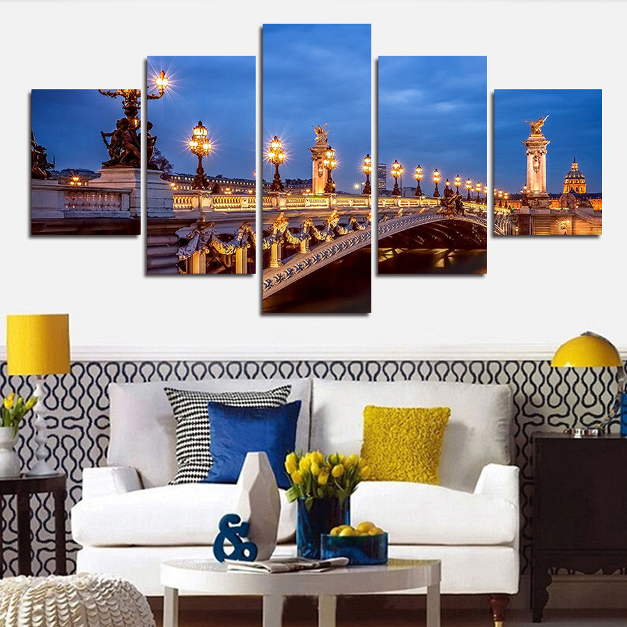 Scenic Bridge Modern 5 Pcs Wall Canvas -  - TheLedHeroes