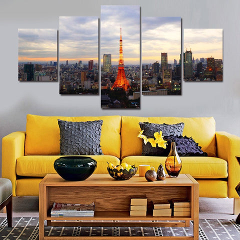Tokyo Tower 5 Pcs Wall Canvas -  - TheLedHeroes